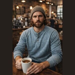 J.Crew Men's Medium Rugged Cotton Henley Pullover Crewneck Sweater Long Sleeve